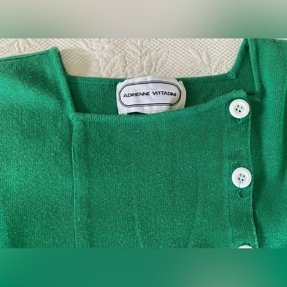 Adrienne Vittadini square Neck Kelly Green Vintage Top Sz M - Picture 3 of 6